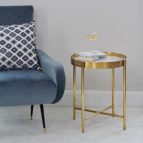 gold marble top side table