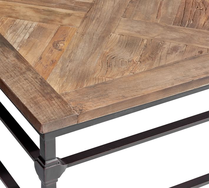 Parquet square reclaimed elm wood coffee table