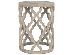 Reclaimed elm smoke gray round drum end table