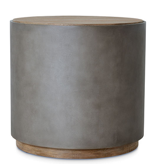 Reclaimed elm top concrete drum side table