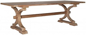 Solid recycled elm trestle dining table