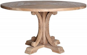 Solid recycled elm pedestal round dining table