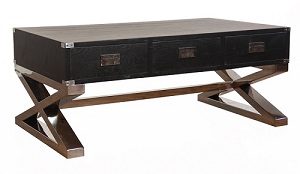 Black oak chrome base modern coffee table