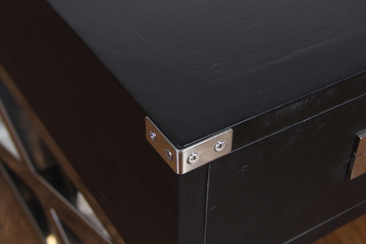 Black oak chrome base modern coffee table