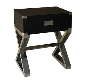 Black oak chrome base modern end table