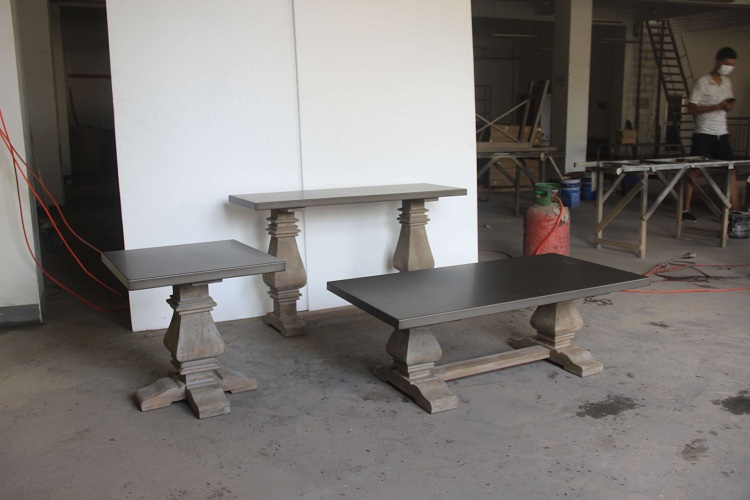 Metal top reclaimed pine base rectangular coffee table