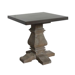 Metal top industrial reclaimed wood square end table