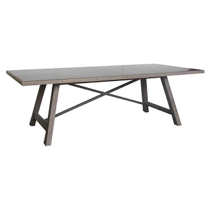 Zinc top oak cross base rectangular dining table
