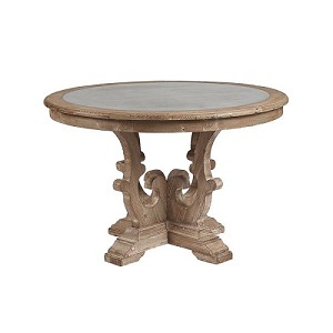 Zinc top reclaimed pine round dining table