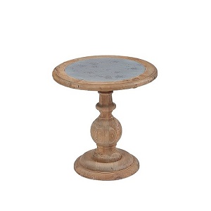 Zinc top round reclaimed side table