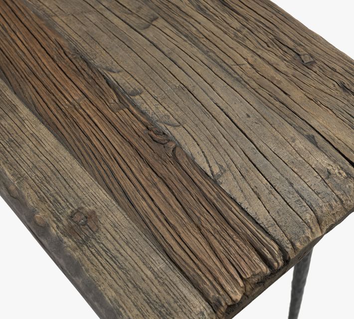 Rustic wood metal end table