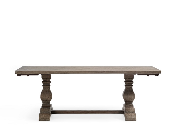 Gray pine extending dining table