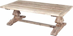 Bleached pine trestle coffee table
