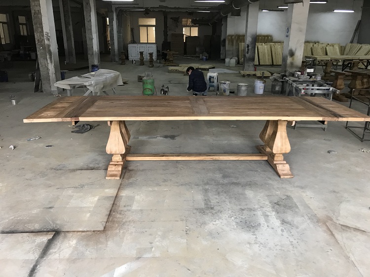 Bleached pine extending dining table