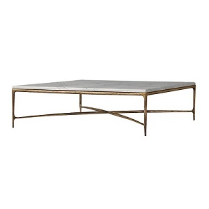 Carrara marble top forged iron coffee table
