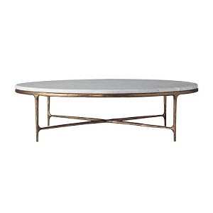 Carrara marble top forged iron round coffee table