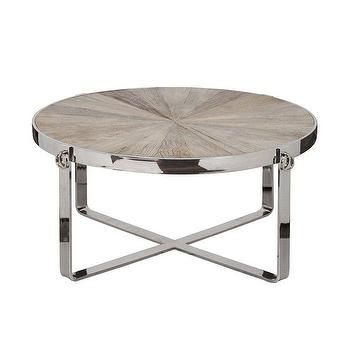 Starburst elm chrome round coffee table