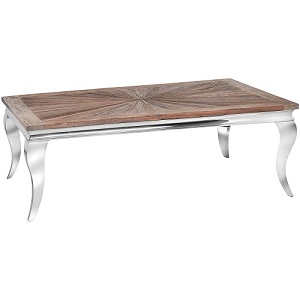 Contemporary parquet elm chrome coffee table