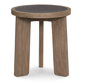 Zinc top solid wood modern round end table