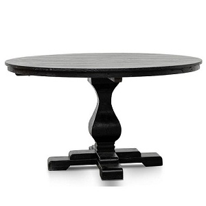 Black rustic elm round dining table