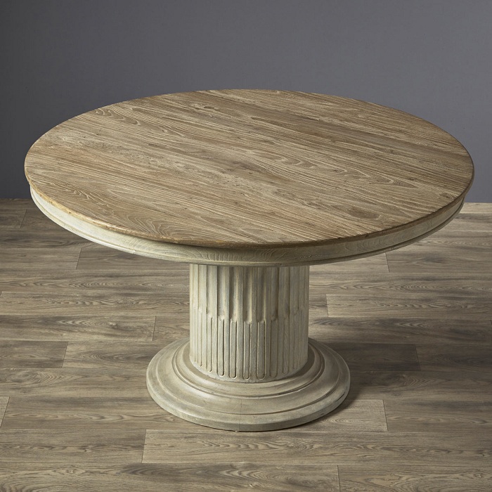 Round dining table natural wood