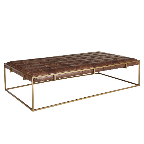 Bronze leather coffee table ottoman