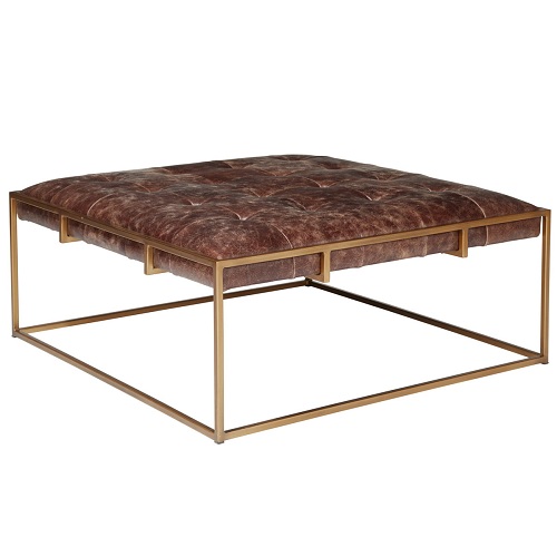 Bronze leather coffee table square