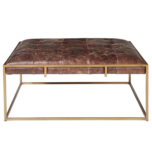 Bronze leather coffee table square