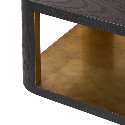Black oak coffee table gold inlay