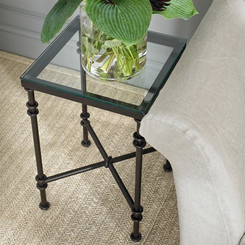 Metal and glass side table small