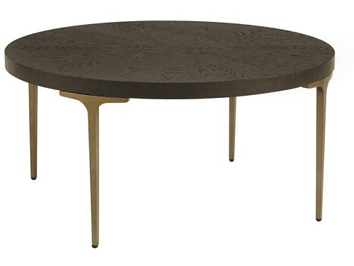 Gold wood coffee table round
