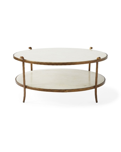 Gold marble coffee table round