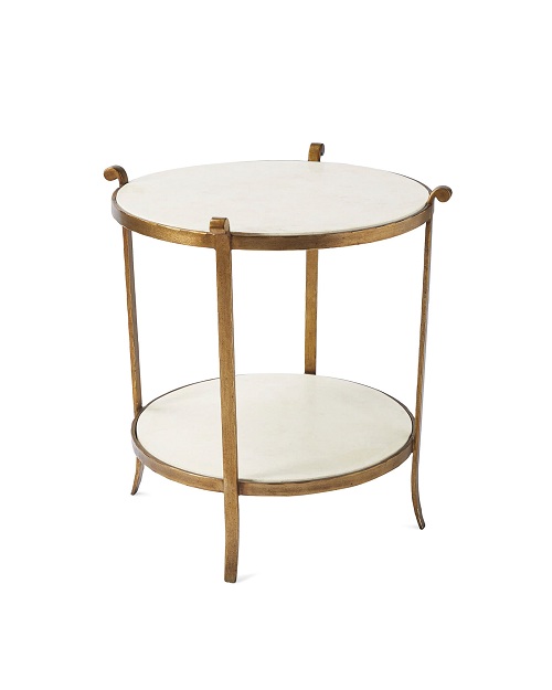 Brass marble side table