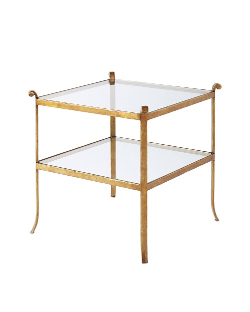 Brass glass end table