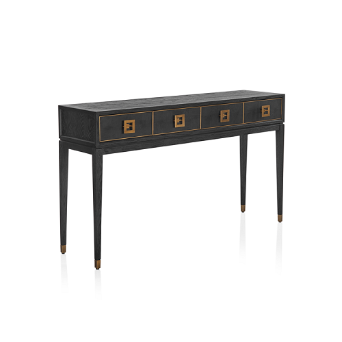 Parquet oak console table black