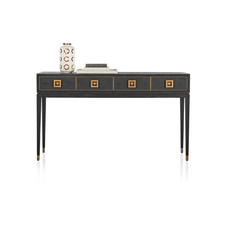 Parquet oak console table black