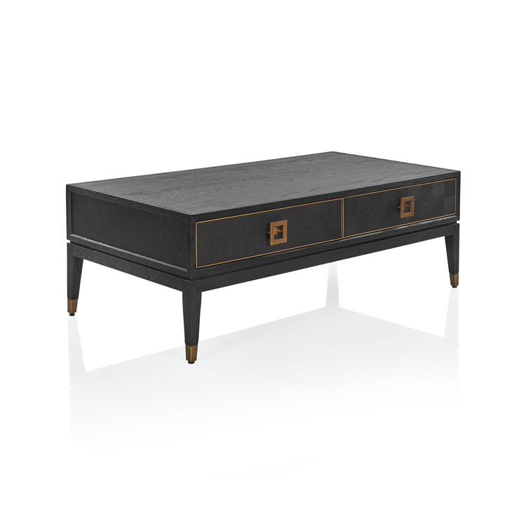 Parquet oak coffee table with drawer black