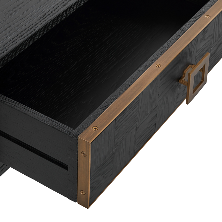 Parquet oak coffee table with drawer black