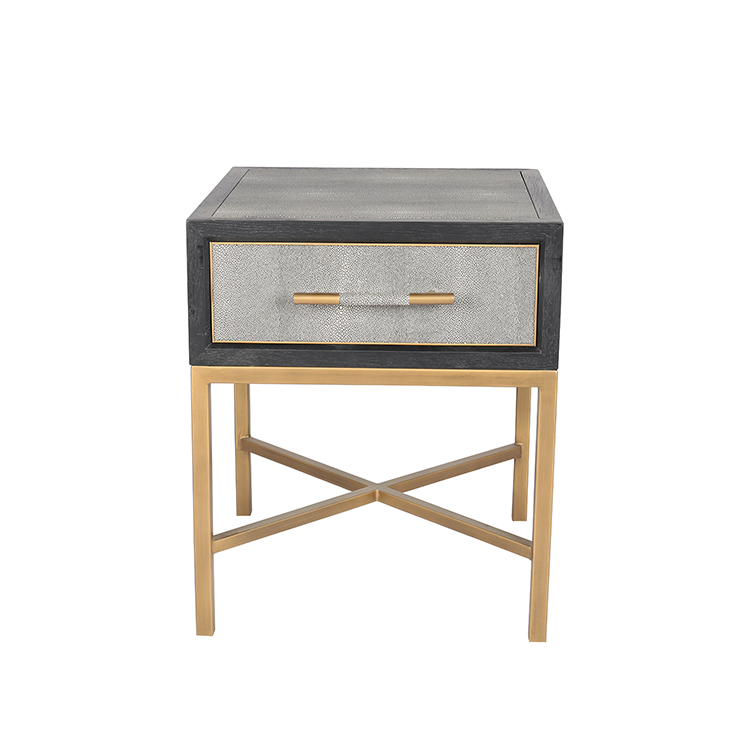 Contemporary faux shagreen nightstand
