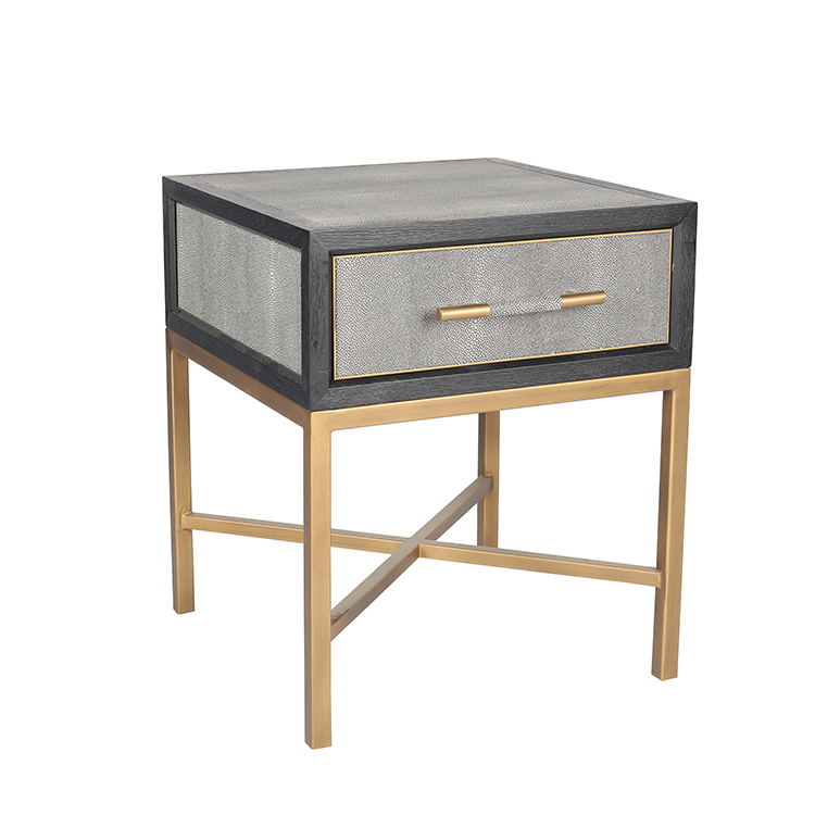 Contemporary faux shagreen nightstand