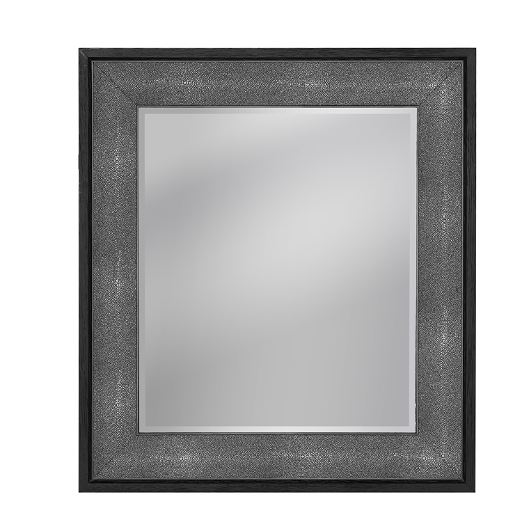 Contemporary faux shagreen wall mirror