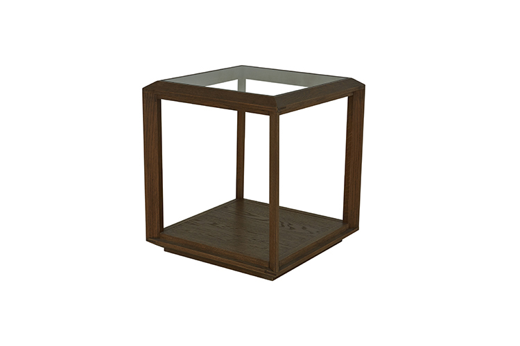Modern oak glass end table square