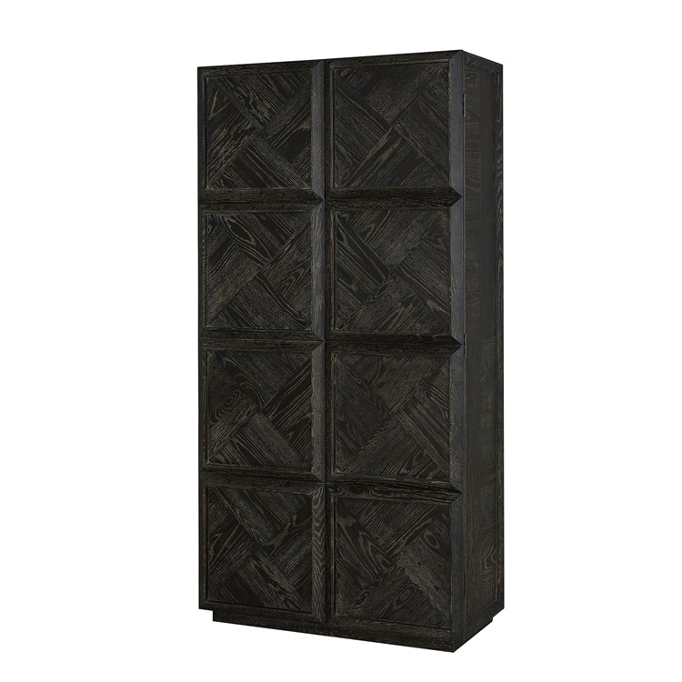 Parquet black oak storage cabinet