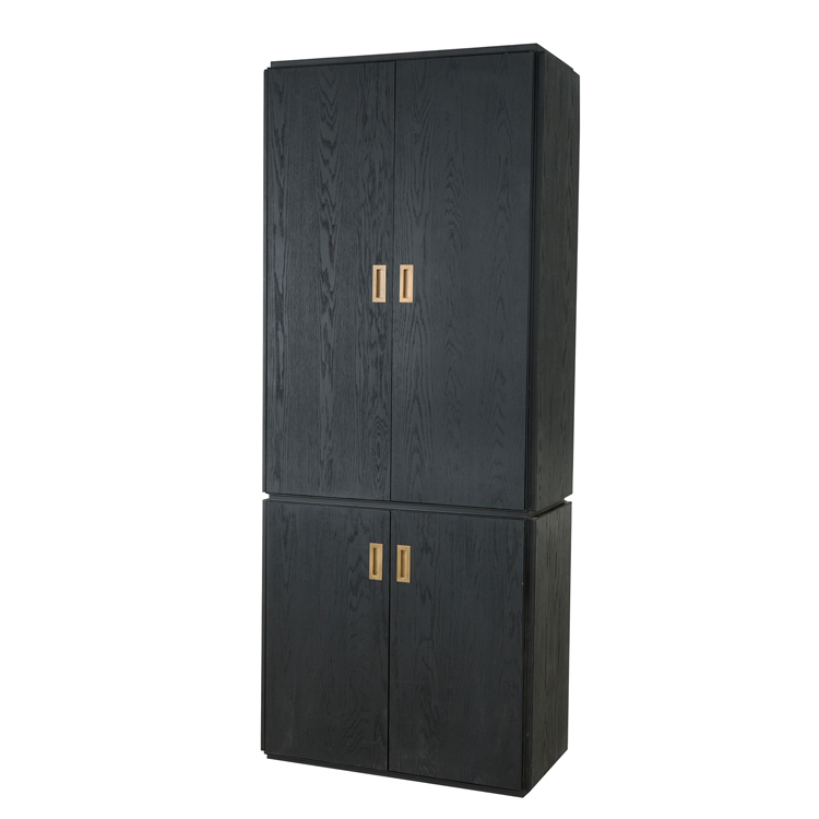 Luxury modern high end furniture black wood tall cabinet 